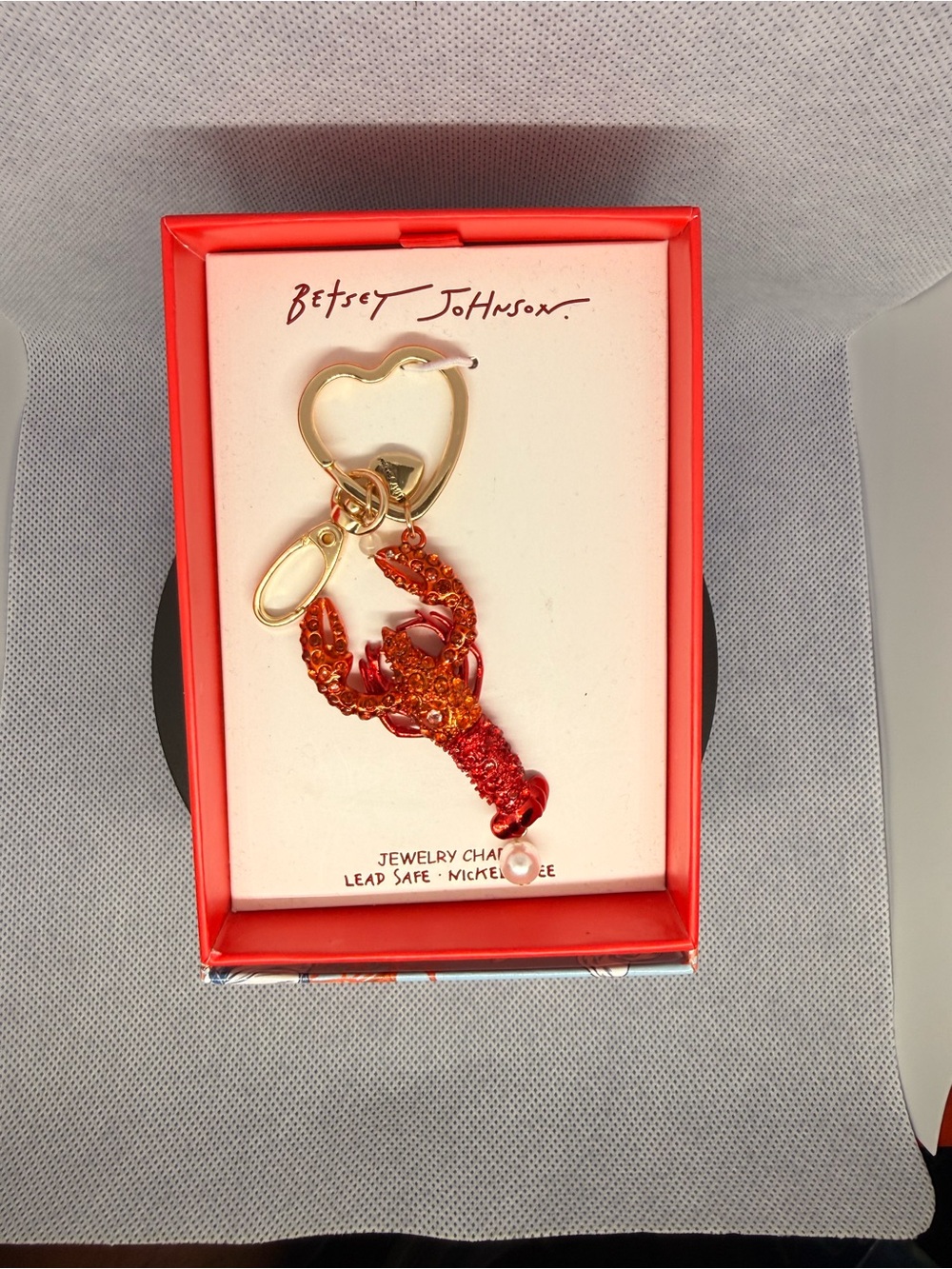 Betsey Johnson Red and Gold Lobster Keychain